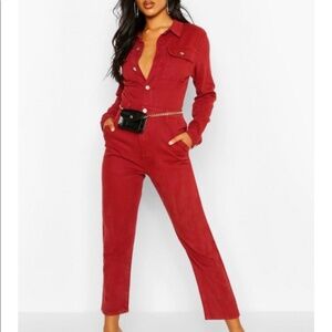 Red denim jumpsuit! ❤️
